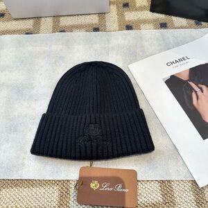Loro Piana Black Ribbed Knit Beanie